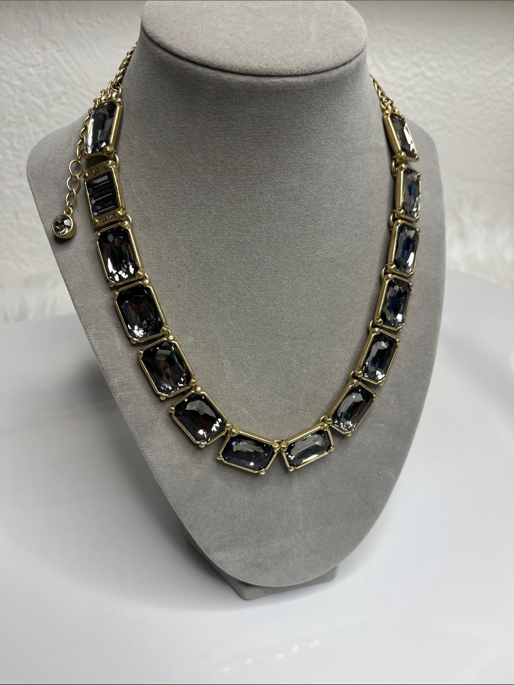 Lia Sophia Versailles Gold-Tone Necklace with Smoky Gray Crystals - Picture 1 of 9